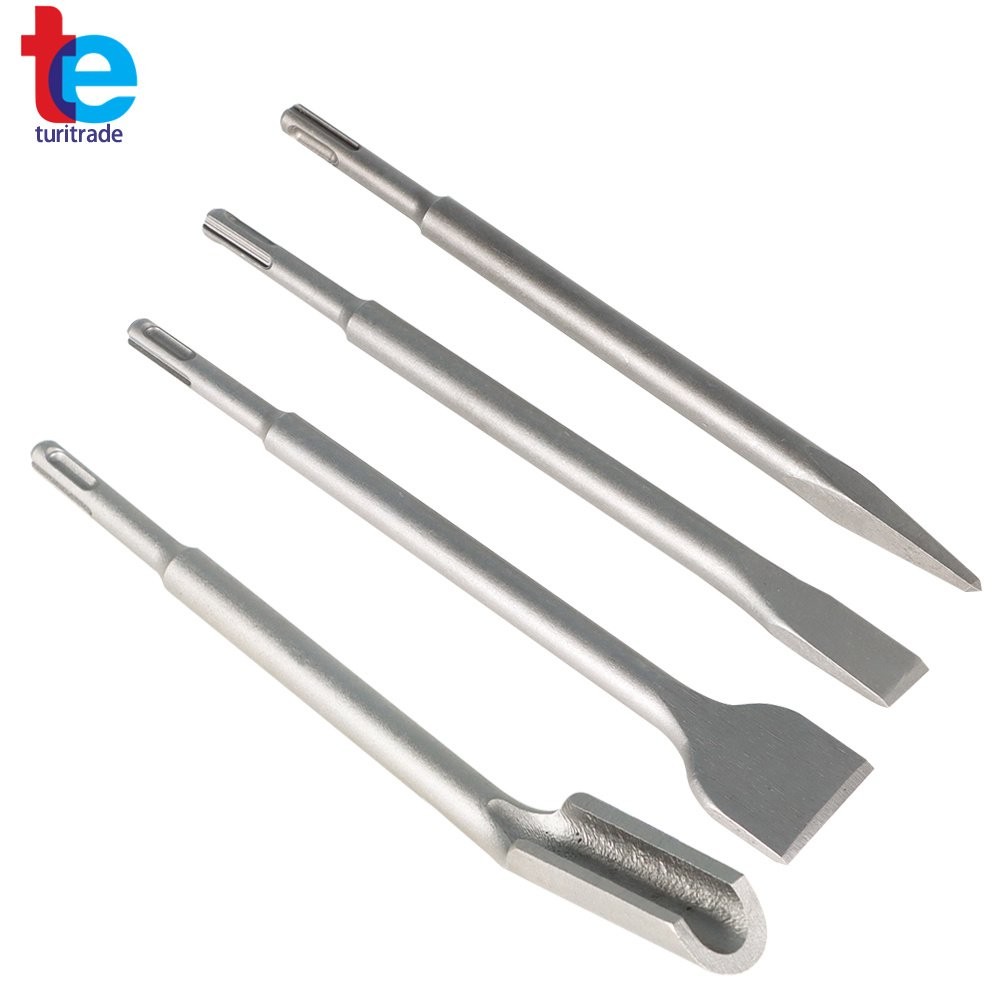 4 Pcs SDS Plus Chisel Bits High Quality Flat Chisel Grooving Chisel Point Chisel