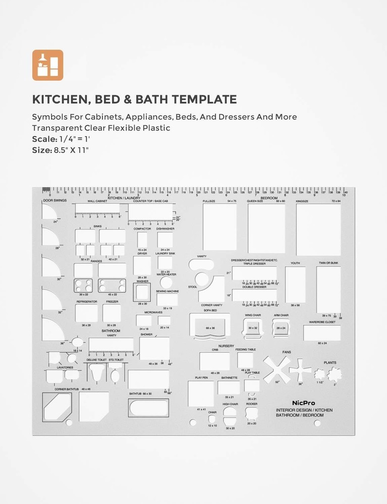 Nicpro Architectural Drafting Tools, 3 PCS Templates for House Plan