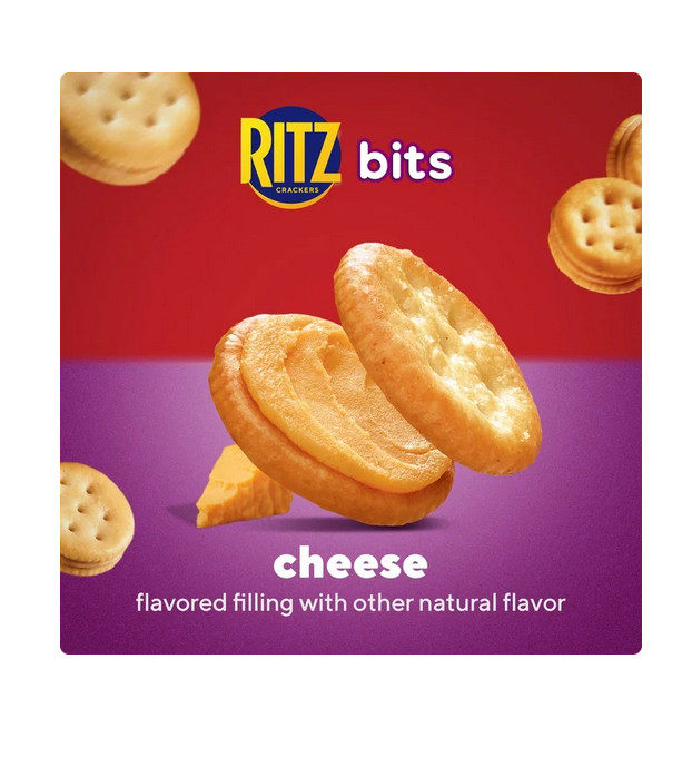 RITZ Bits Cheese Sandwich Crackers, Lunch Snacks, 10 Snack Packs