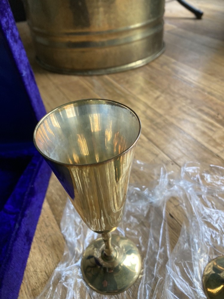 Vintage Brass Wine Goblets New