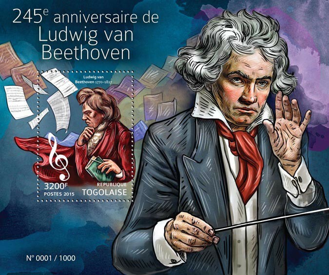 2015 TOGO MNH. LUDWIG VAN BEETHOVEN   |  Michel Code: 6912 / Bl.1199