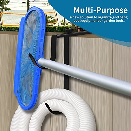 Adjustable Aluminum Pool Pole Hanger,Pool Fence Hooks for Pool Black