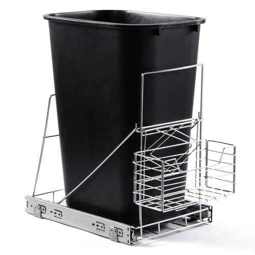 Pull Out Trash Can Under Cabinet,Adjustable Under Sink Trash Can Pull Out Kit wi