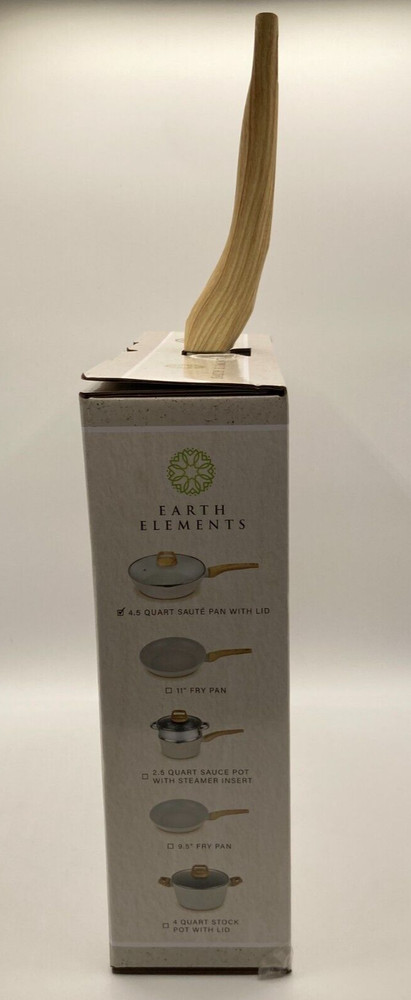 Earth Elements 4.5 Quart Sauté Pan w/ Lid Non-Stick, Cream, Gray Speckle EESS005