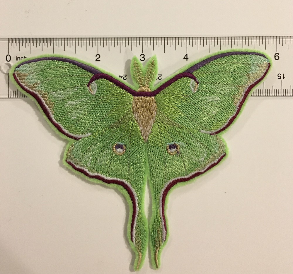 GLOW in DARK Large 6” Inch Embroidered Luna Moth IRON ON Patch