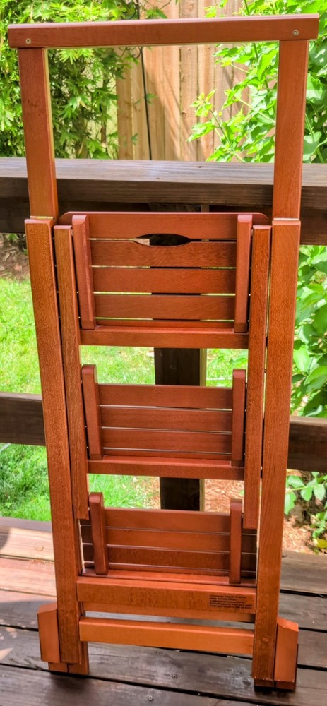 Frontgate Wood 3 Step Folding Closet Step Ladder Rare