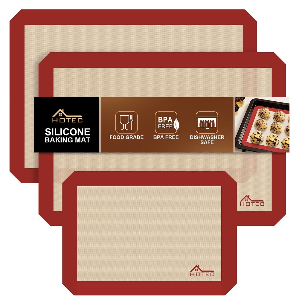 Silicone Baking Mats 3 Pack – Non-Stick Reusable Silicone Baking Sheets for O...