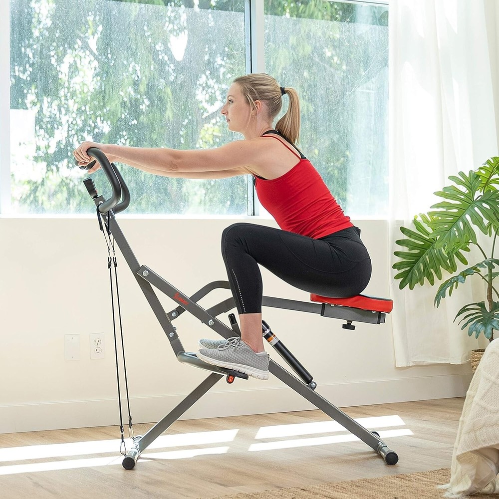 Row-N-Ride PRO: Compact Full Body Squat Machine with Adjustable Resistance Bands