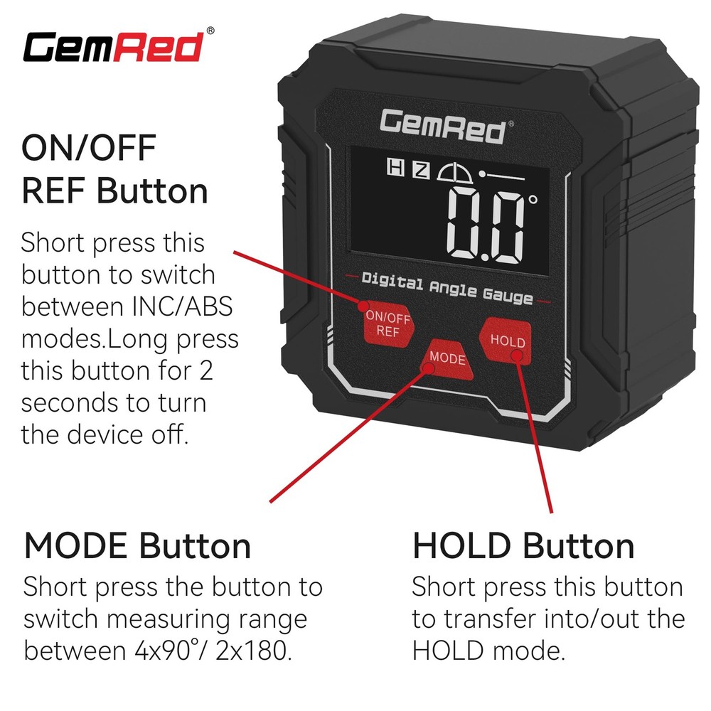 DAGV1 Digital Angle Gauge Hold Function Measurement Tool Level Protractor