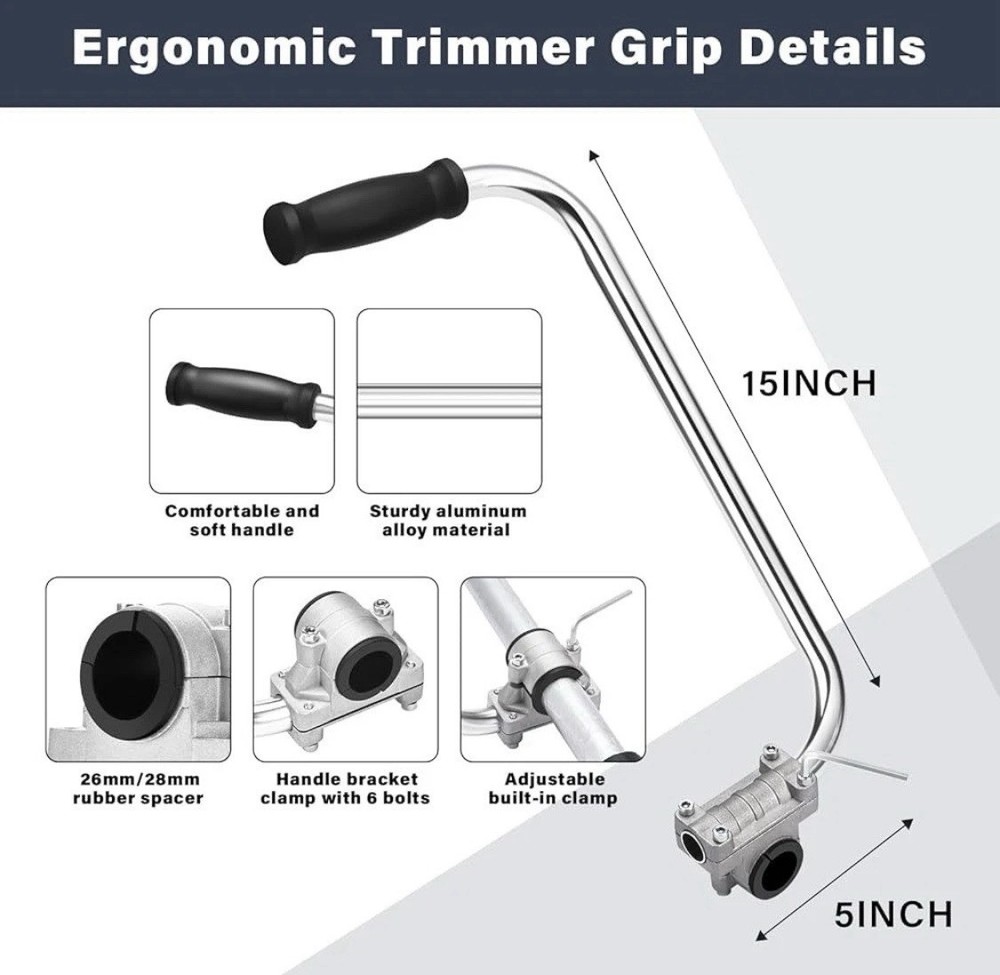 Ergonomic String Trimmer Grip, Weed Eater Handle Extension with Bracket Clamp