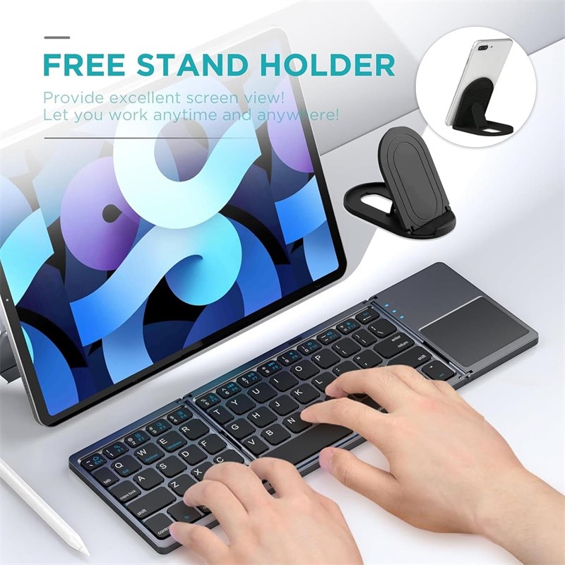 Mini Thin Fold Wireless Bluetooth Keyboard With Touchpad for iOS Android Windows
