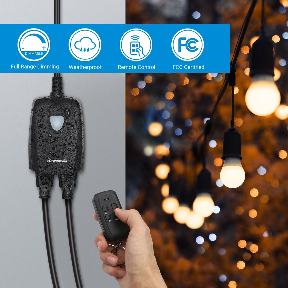 DEWENWILS Outdoor Dimmer for String Lights, Remote Control Light Dimmer Plug in