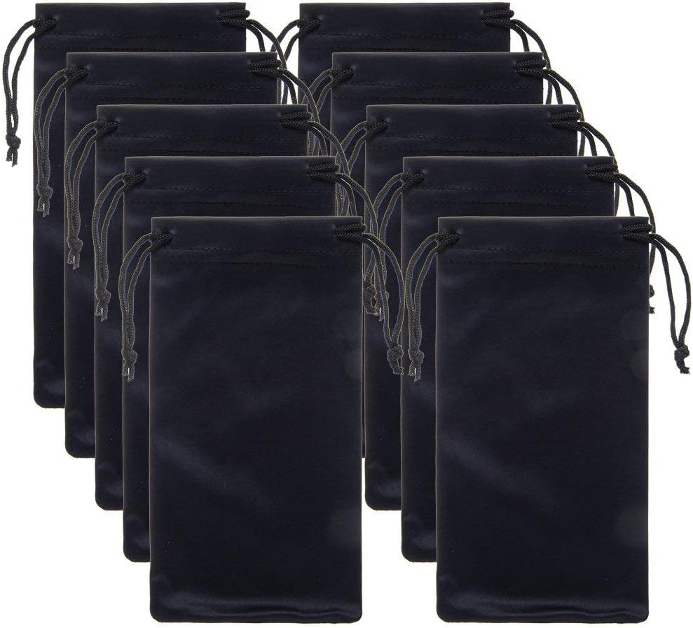 EMAAN 10-Pack Microfiber Drawstring Bags for Glasses & Gadgets