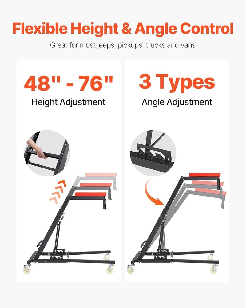 Comfortable 400 lbs Capacity High Creeper with Cushioned Support & Storage Pouch