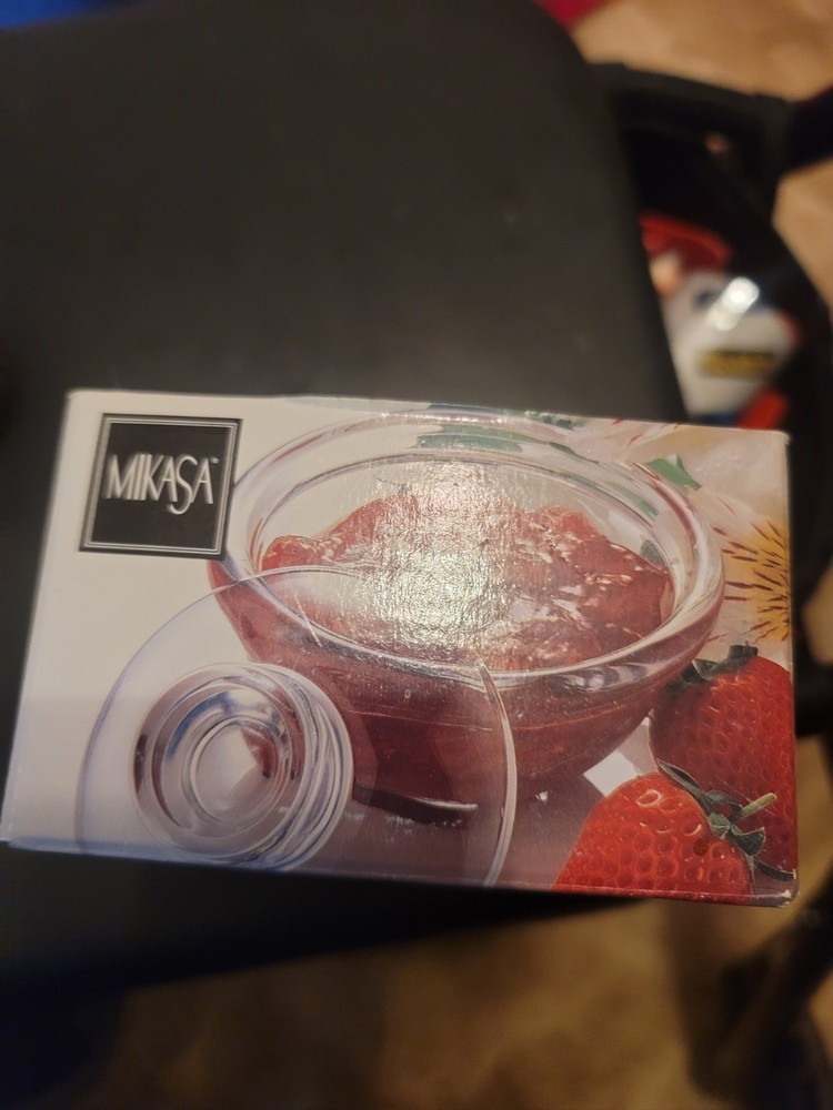 Mikasa Covered Box Glass Jar 4” Jelly Condiment Orbit