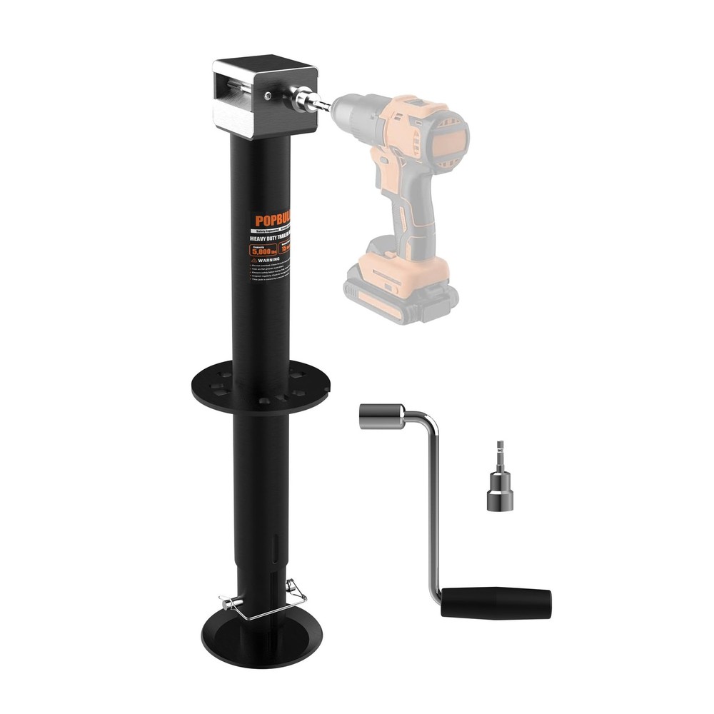 A-Frame Trailer Jack 5000 lbs, 20-24V Cordless Drill Compatible, Drop Tong Jack