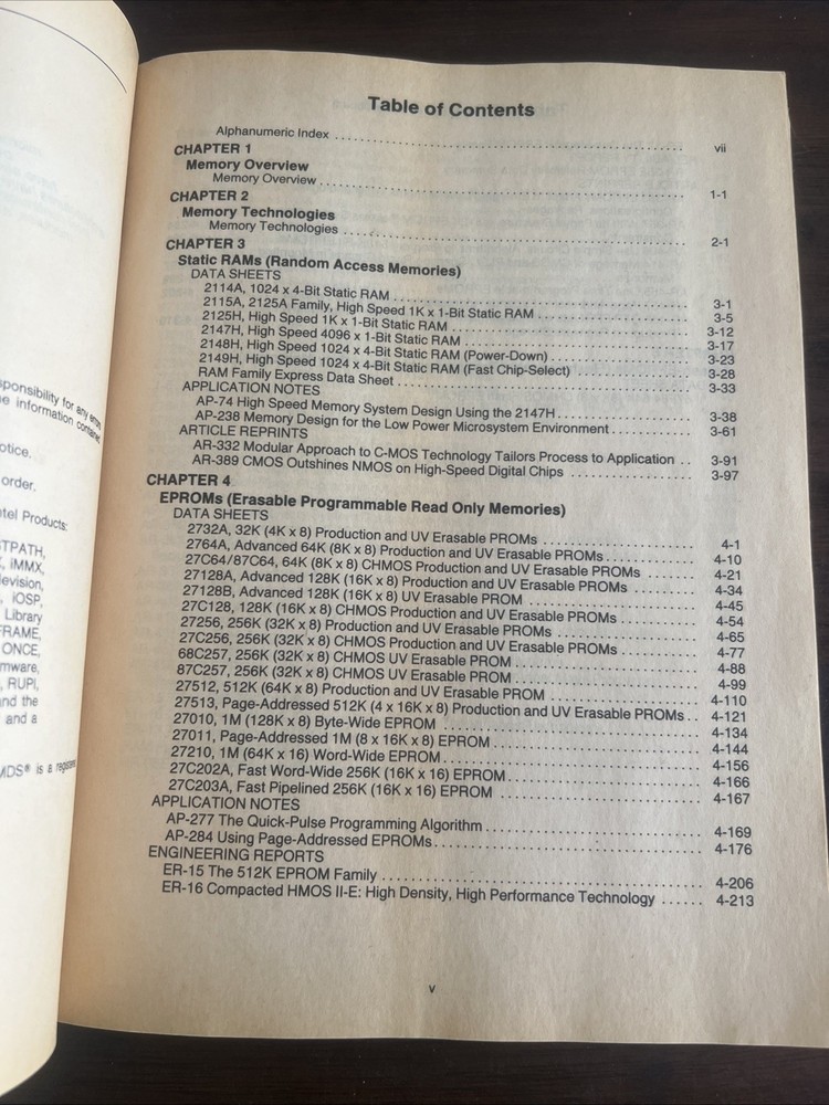 USED 1988 Intel Memory Components Handbook