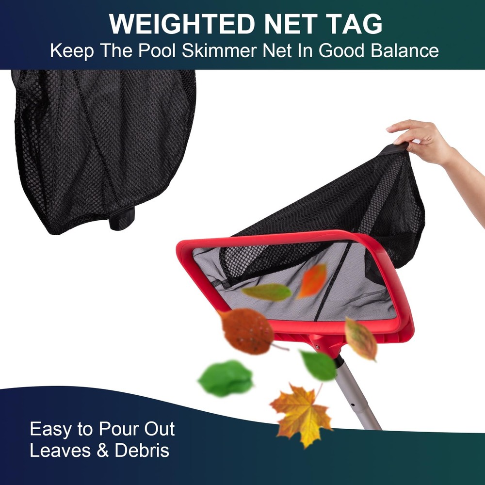 Pool Skimmer Net, Upgraded Pool Net Skimmer with Double-Layer Netting Bag, La...