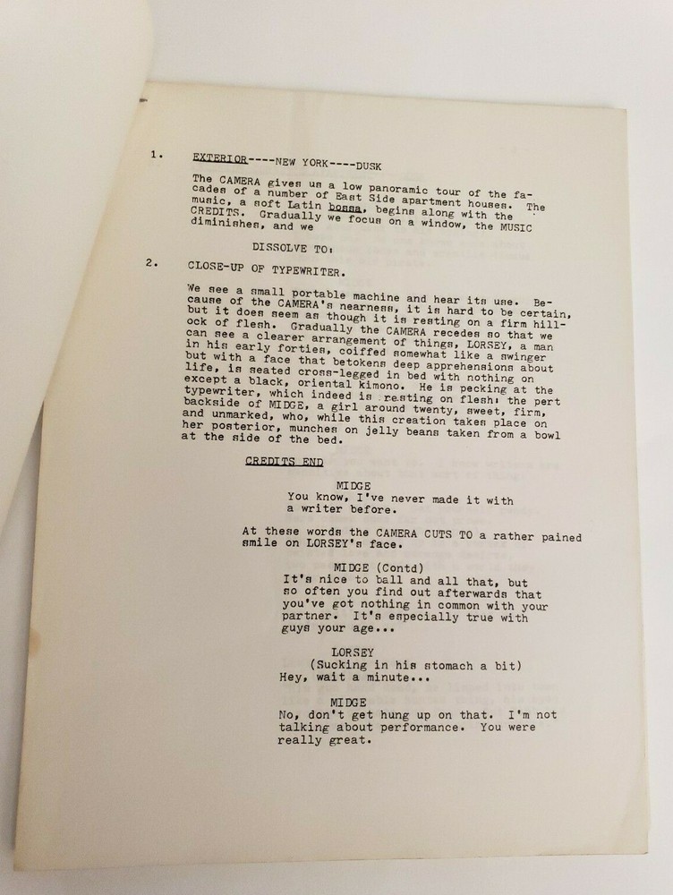 FOREPLAY / Jack Richardson 1975 Screenplay, man buys a doll, segment "Vortex"