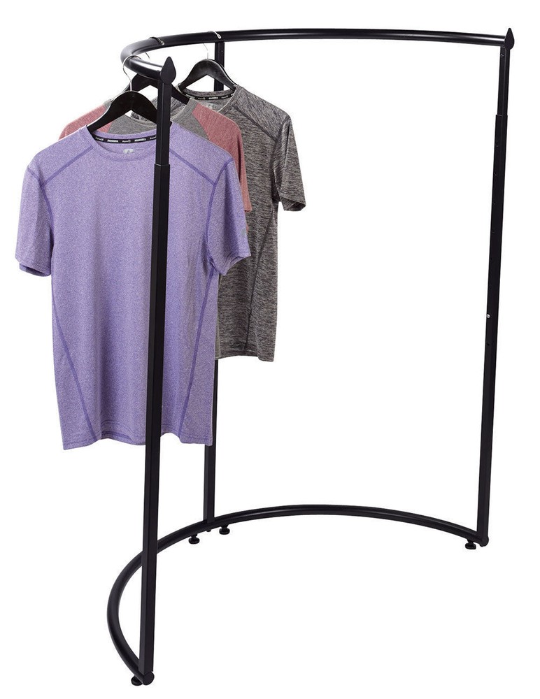 Half Round Clothing Rack Pipeline Clothes Black Adjustable 64" Hanging Space