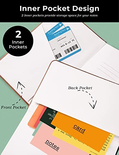 Pocket Notebook 3.5"x5.5" Hardcover Notebooks with Thick Lined Paper Leather 2Pc