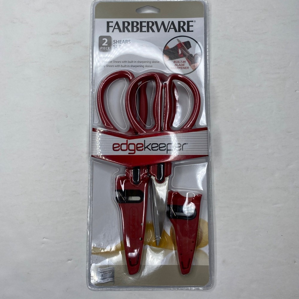 Farberware Edgekeeper Set 2 All Purpose Utility Shears Edgekeeper Sheaths Red