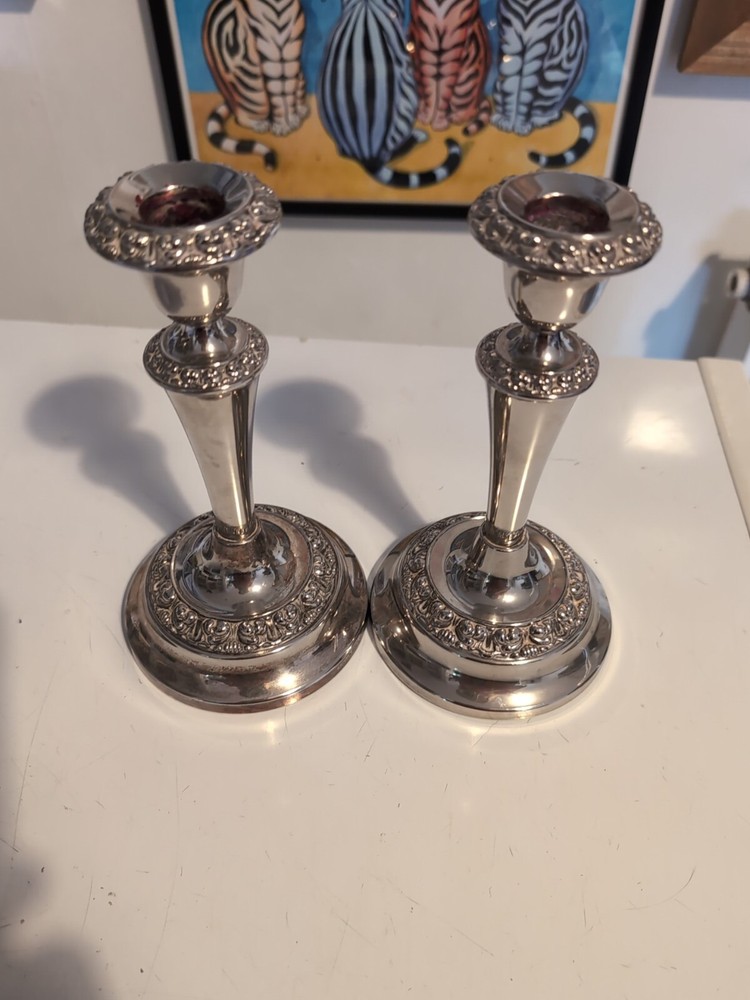 Pair Of IANTHE SILVER PLATE CANDLESTICK 7.25"