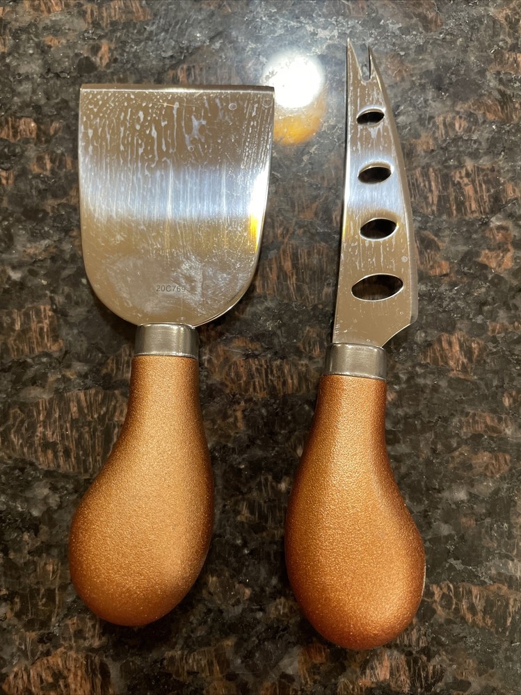 CHEESE Knife Set - 2 Pieces Silver Blade Bronze Handle