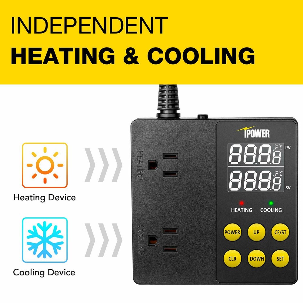 iPower Professional Digital Heating and Cooling Temperature Controller 1875W