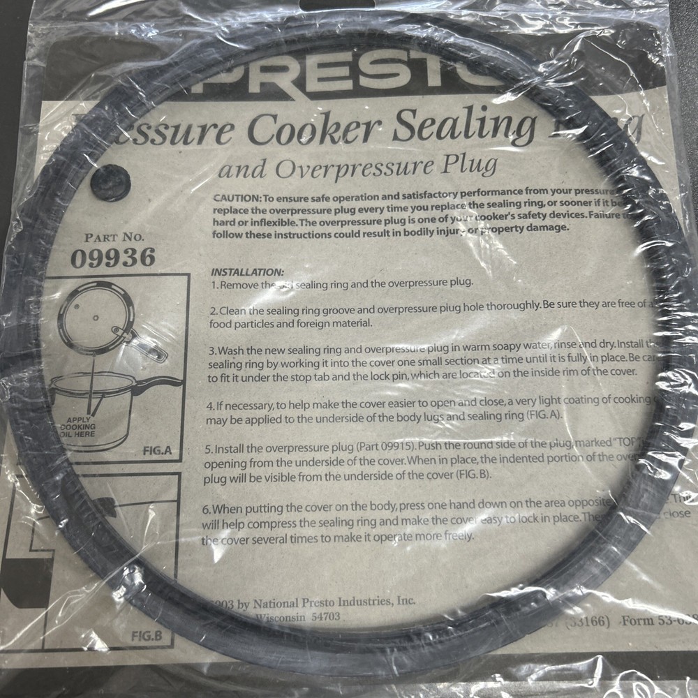 Presto Part# 09936 Pressure Cooker Sealing Ring (G4E)