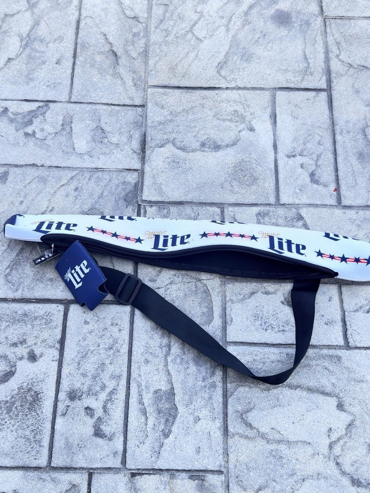Miller lite Stacked Can Cooler Sleeve With Strap new