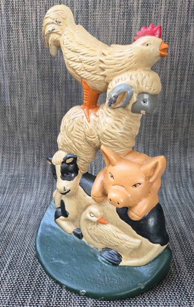  VINTAGE IRON FARM ANIMALS DOORS STOP