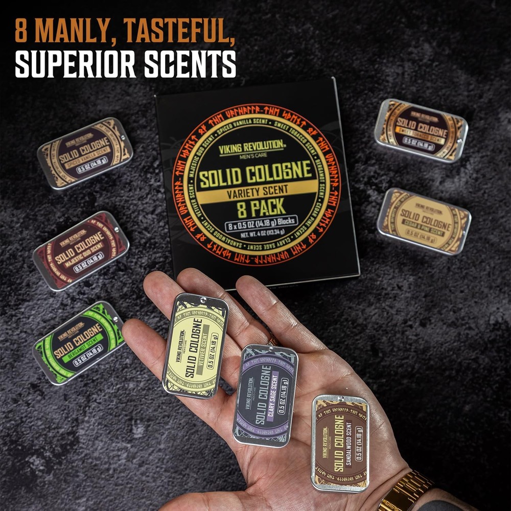 Viking Revolution 8 Pack Solid Cologne for Men - Men's Gift Set...