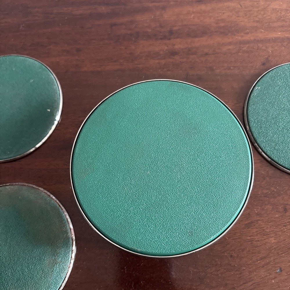 Vintage Silver Plated Coaster Set 6 Piece With Holder Engraved Tableware