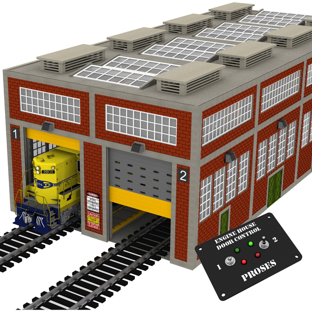 O Gauge Modern Engine House w/Motorized Doors for Model Railways (DDP)