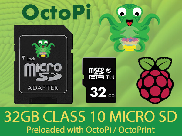 OctoPi OctoPrint 3D Print Manager for Raspberry Pi Preloaded Class 10 Micro SD