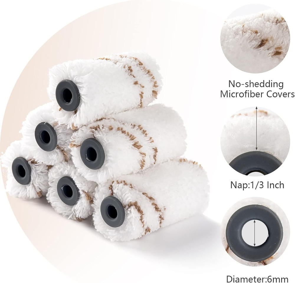 Compact Microfiber Paint Roller Pack - 9 Pieces for Effortless Home Renovation