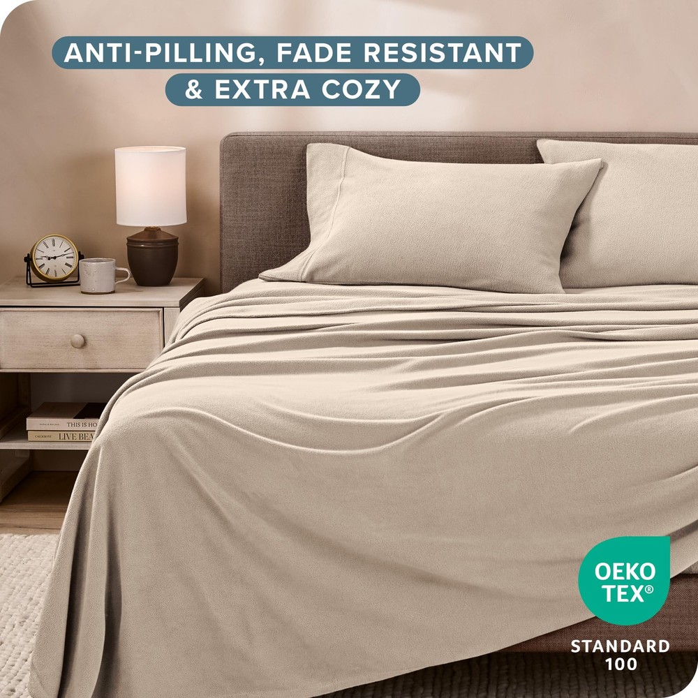 Plush Lightweight Split Head Flex King 4 Piece Sheet Set OEKO TEX Certified