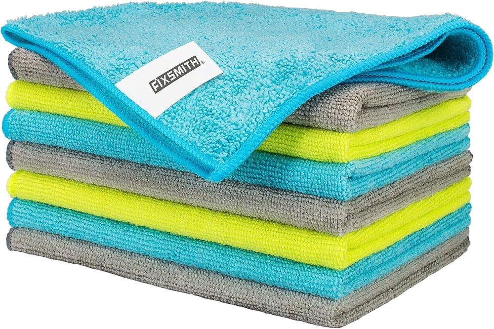 FIXSMITH Microfiber Cleaning Cloth - Pack of 8, Size: 12 x 16 in, Multi-Function