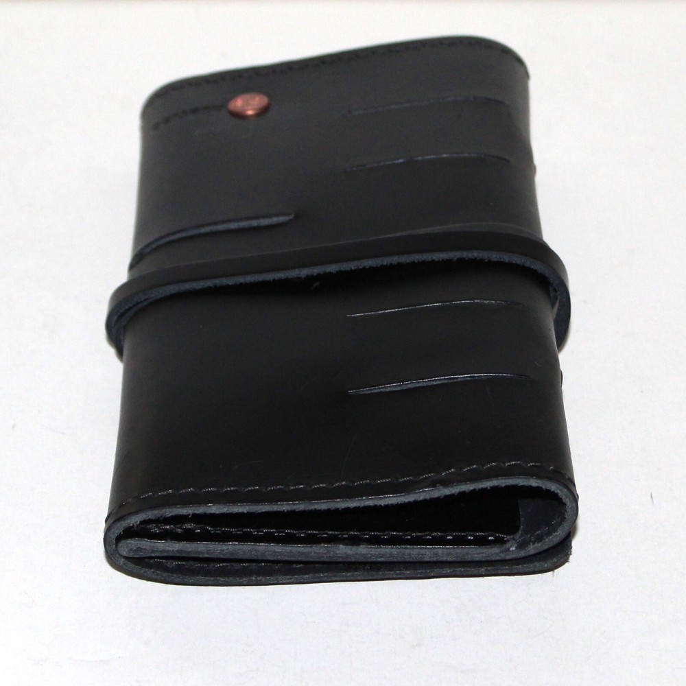 Rustico Sidekick Black Leather tri-fold handmade pouch cord organizer wallet
