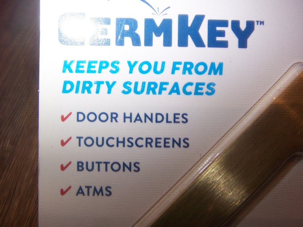 NEW 2x Germ Key Solid Brass Antimicrobial Touch Tool Door Handle Buttons Screens