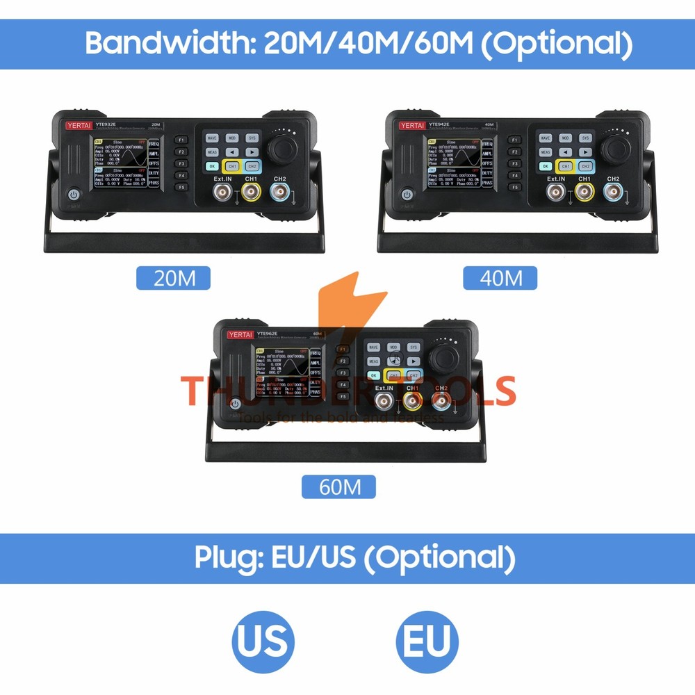 Thundertools 20-60MHz 2-channel Function Arbitrary Waveform Generator Portable