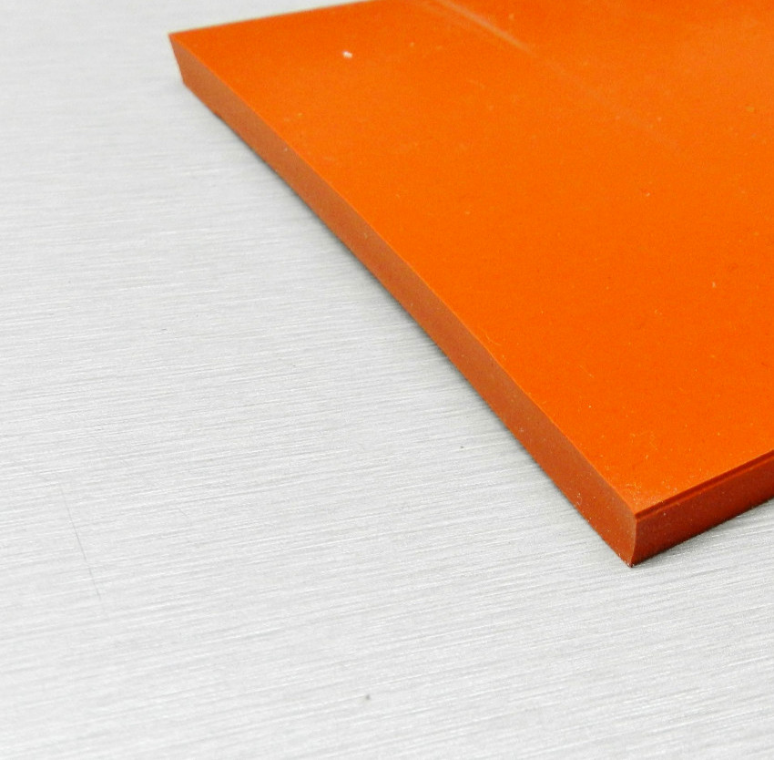 Silicone Rubber Pad 3-1/2" x 8 x 1/4 Thick Sheet High Temp Solid Red/Orange