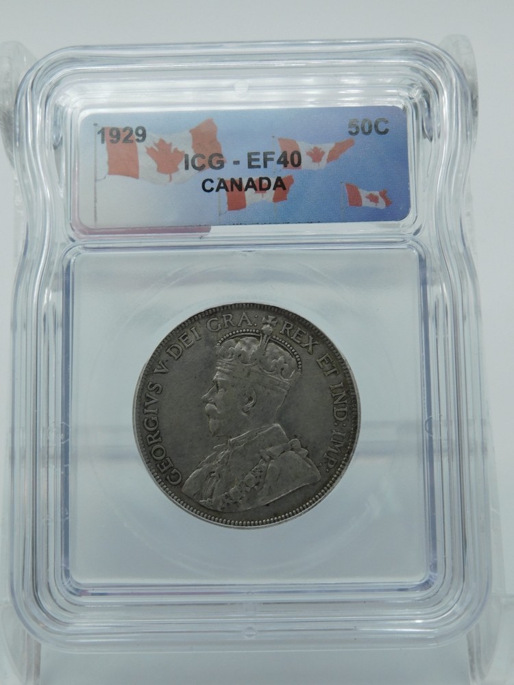 1929 GRADED CANADA 50 CENT ~ ICG EF40 (BT1122)