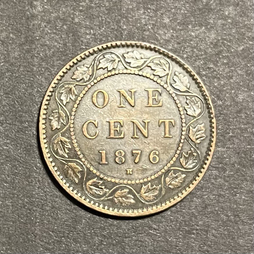 1876-H Canada One Cent Nice Original RD / BN Uncirculated Luster KM-7