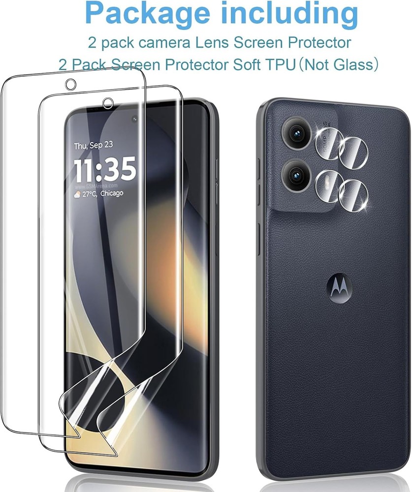 2 Pack Screen Protector & Camera Lens Protector for Motorola Moto Edge 2023/2024