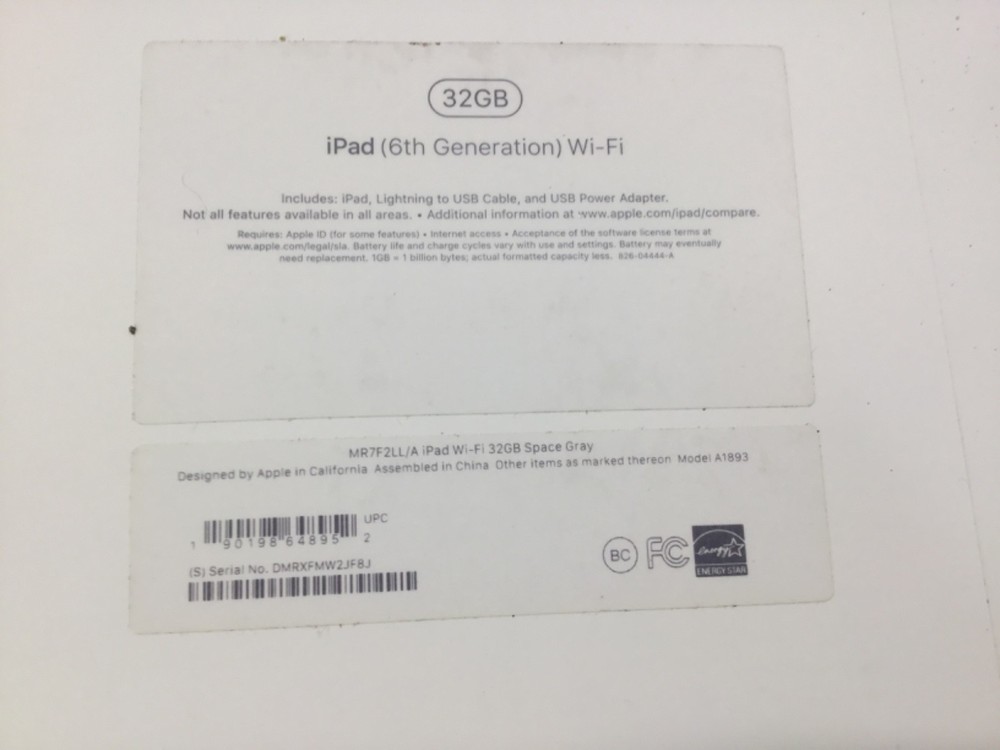 Apple iPad 6Th Generation 32GB Empty Box Only