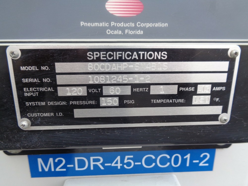 Pneumatic Products 80cfm Desiccant Compressed Air Dryer compressor SPX Flow