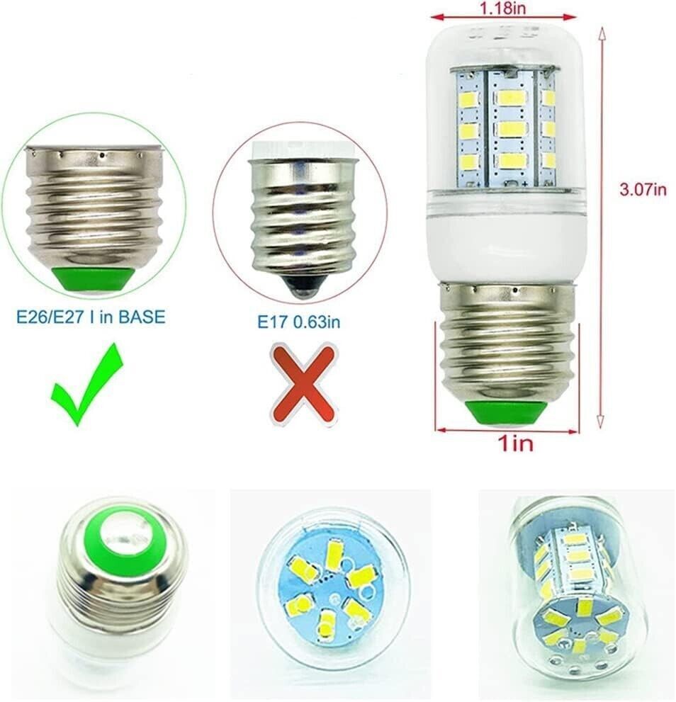 2Pcs LED Refrigerator Light Corn Bulb E27 3.5W For Frigidaire Kenmore 5304511738