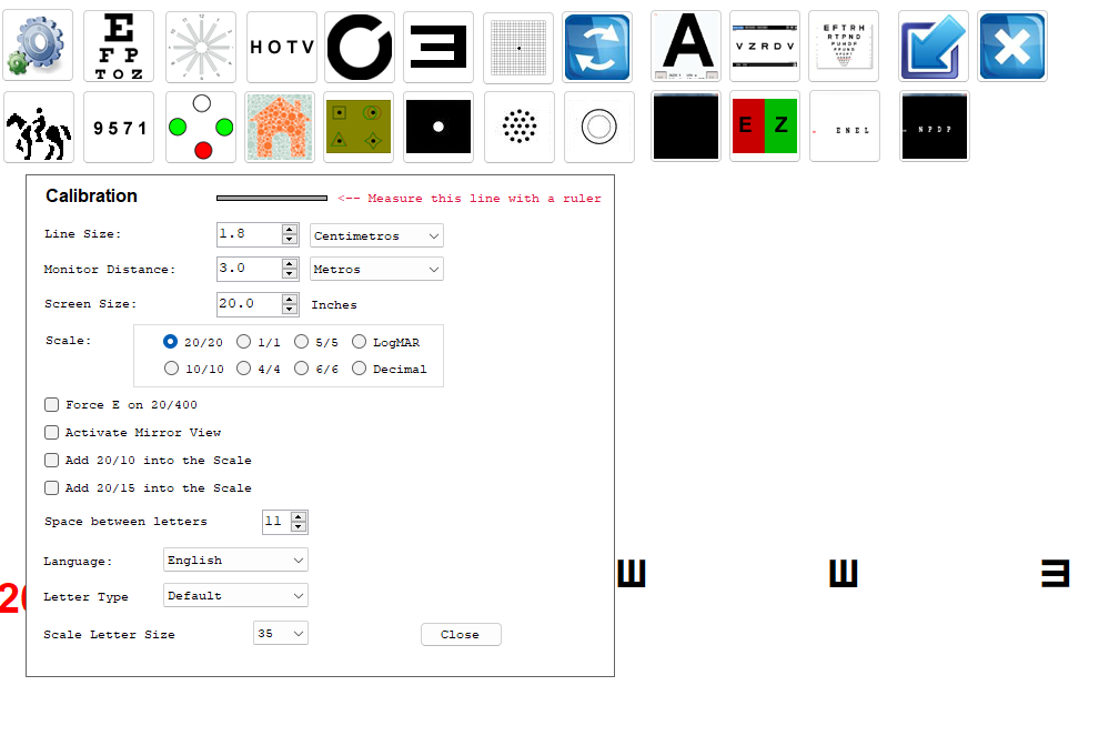 OptivisionChart Snellen Optotypes Ishihara Visual Acuity Software